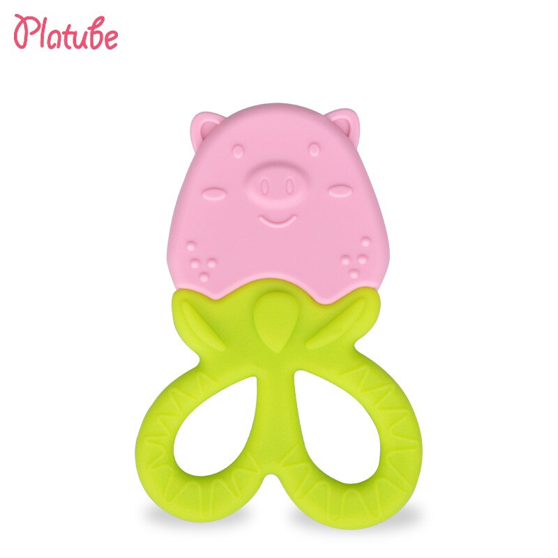 Baby Scissors Shape Tooth Gum Cartoon Colorful Silicone Molar Stick Training Tooth Toy Safe Soft Teething Rings