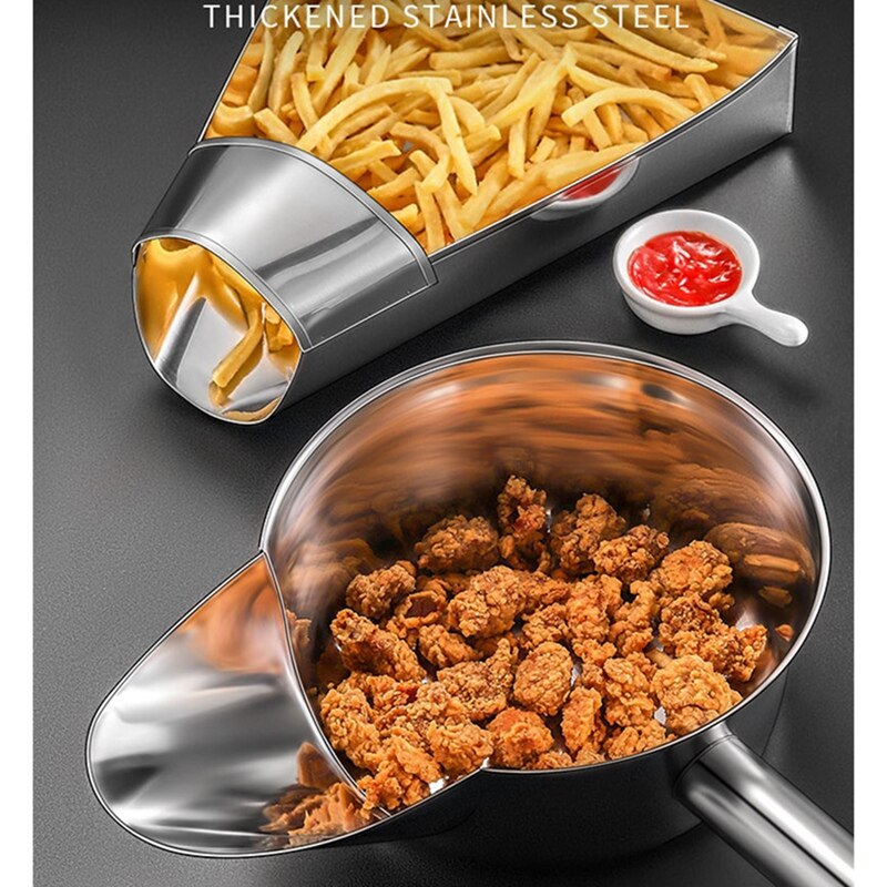 Stainless Steel Chip Scoop French Fries Shovel Loader Chip Packaging Shovel Funnel Popcorn Fast Food Tool