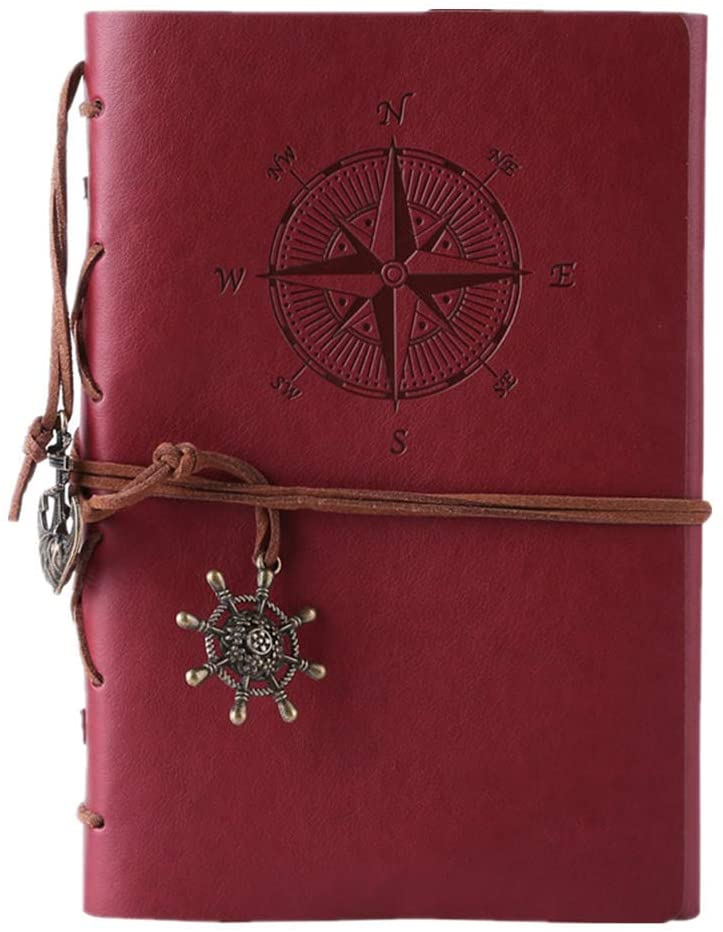 A6 Leather Writing Journal Notebook MALEDEN Classic Spiral Bound Binder Refillable Diary Sketchbook with Unlined Travel: Red