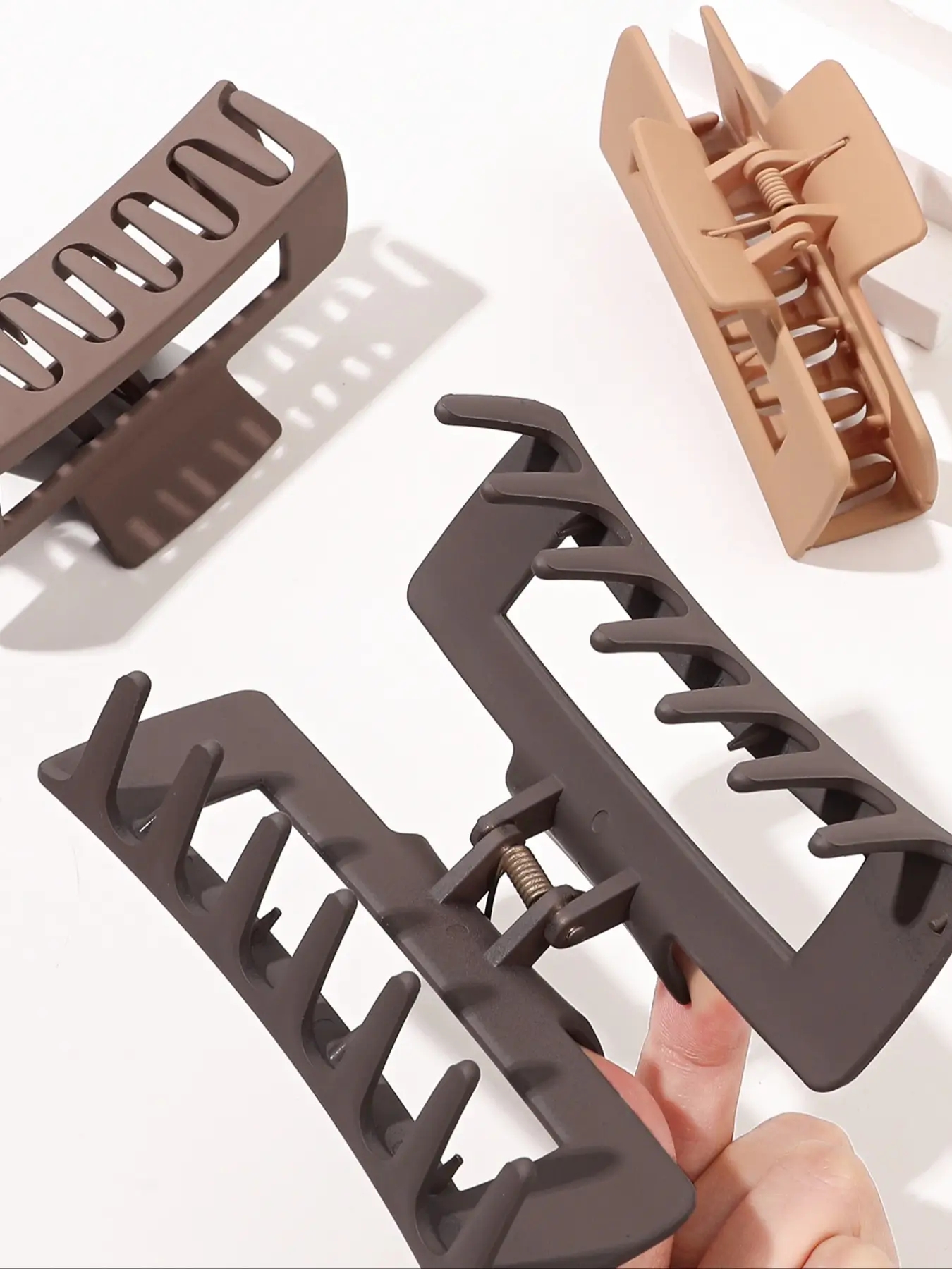 12 Pieces Rectangle Grab Clip Frosted PS Shark Clip Simple Hair Grab Clip Hair Accessories Accessories