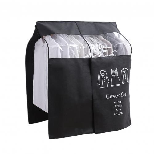 Tela no tejida para colgar ropa, armario, traje, abrigo, ventana transparente, cubierta antipolvo: Black