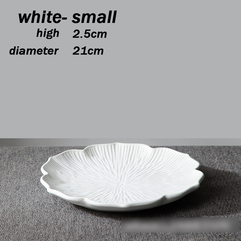 Assiettes pour aliments, 2 tailles, 4 couleurs, vaisselle moderne, Style japonais, Roses en céramique, service de table: white small