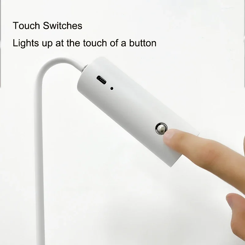 Usb-wiederaufladbare LED-schreibtischlampe mit berühren-schalter, augenschonendes nachtlicht für freundlicher, dimmbare, klappbare schreibtischlampe für schlafzimmer.