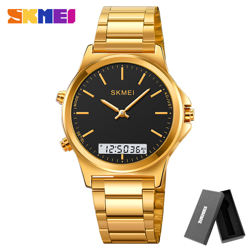 Reloj SKMEI 2120 reloj hombre 3 tiempo pantalla de luz trasera reloj cronógrafo Digital relojes deportivos relojes de pulsera con alarma impermeables para hombre: Grey