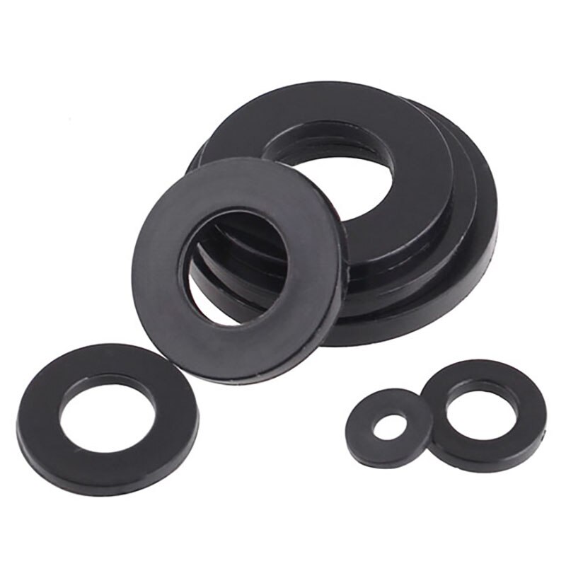 Arandelas planas de nailon negro, arandelas de plástico resistentes a altas temperaturas, M2, M3, M4, M5, M8, M10, M12, M14, M16, M18, M20