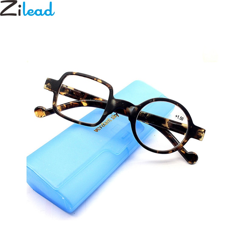 Zilead Retro Leopard Asymmetrical Round&amp;Square Reading Glasses Women&amp;Men Presbyopia Glasses Hyperopia Eyeglasses For Elder