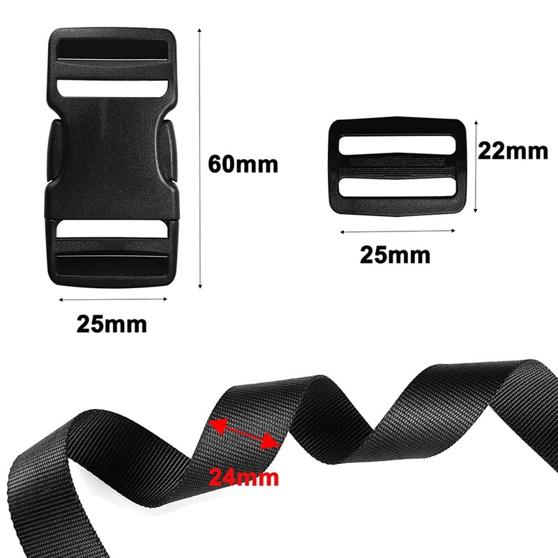 Buckles Straps Set,Release Plastic Buckle Dual Adjustable, 21 Yard Polyester Webbing Strap Band For Luggage Backpack DIY
