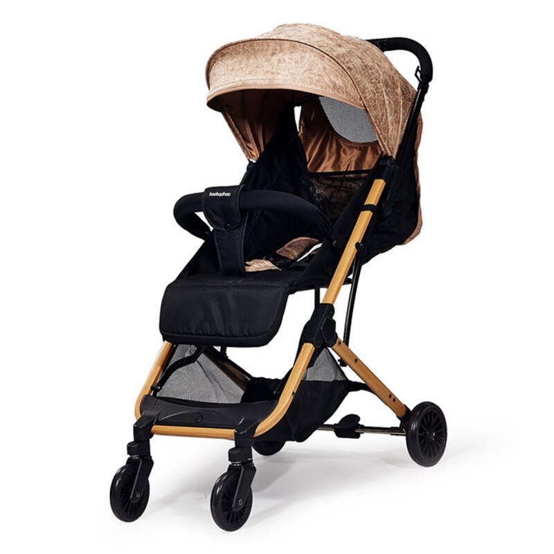 Carrito de bebé ultraligero, carrito de cuatro ruedas que se puede poner y doblar en un bebé portátil: Naranja