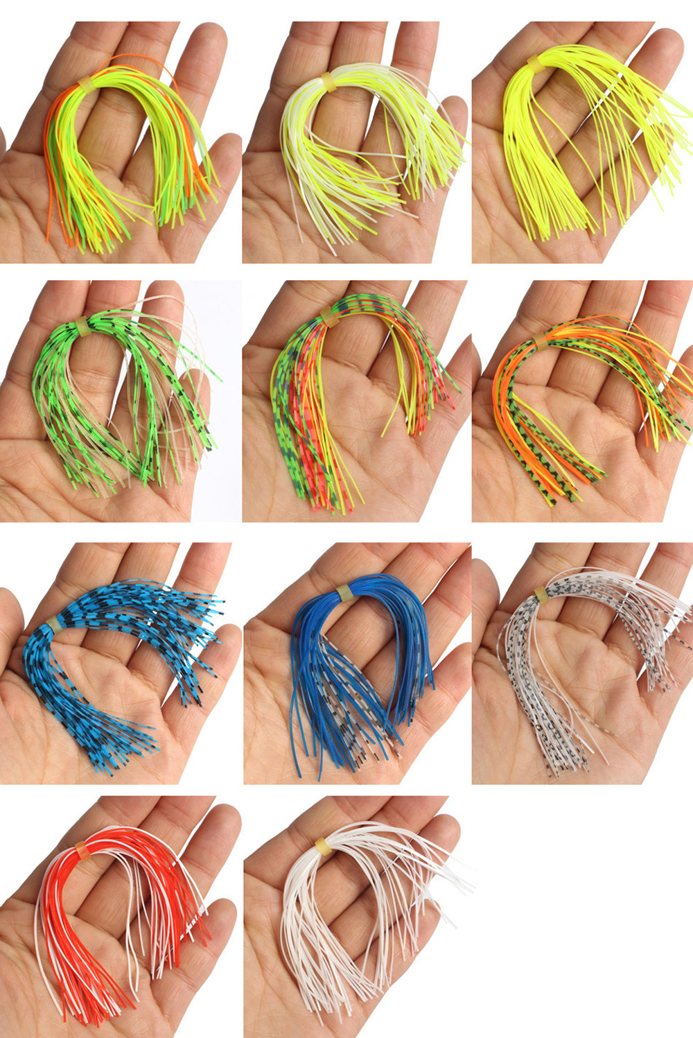 10 Bundels/Lot 13Cm Vliegbindset Rubber Threads Rokken Siliconen Bandjes Voor Flies Kunstaas Baard Draad Gemengde Kleur