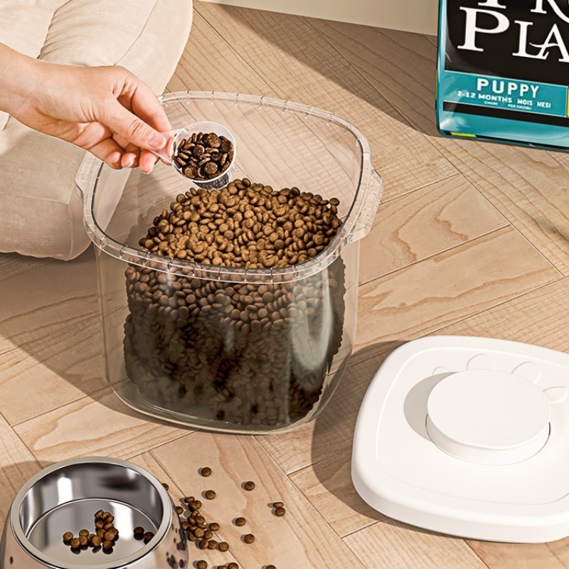 Conteneur hermétique de stockage des aliments pour animaux de compagnie, céréales pour chats et chiens, grande capacité, résistant à l'humidité, réservoir scellé, bac de stockage sous vide pour aliments pour animaux de compagnie