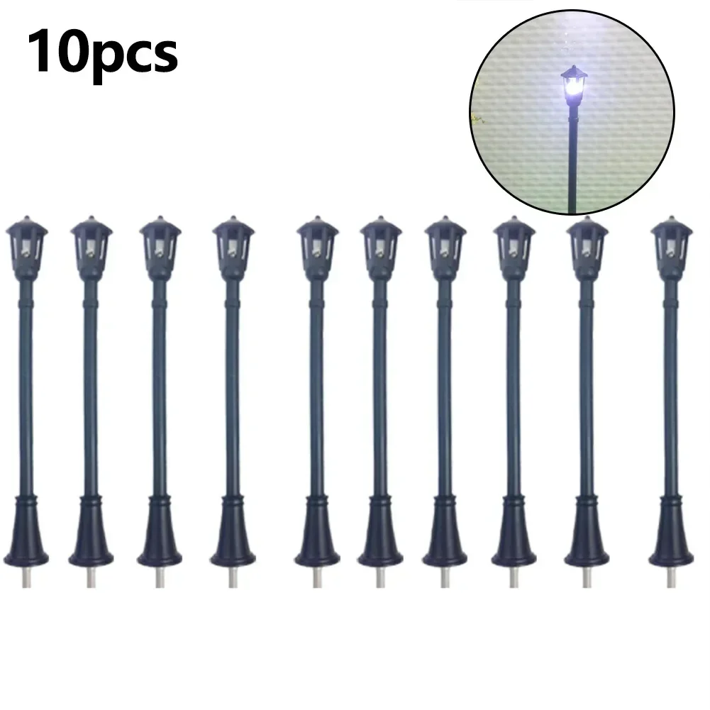 10pcs Model Railroad Train OO/HO Scale Lamp Posts Led Street Light Lamp Artificial Miniature Decoration Building Landscape