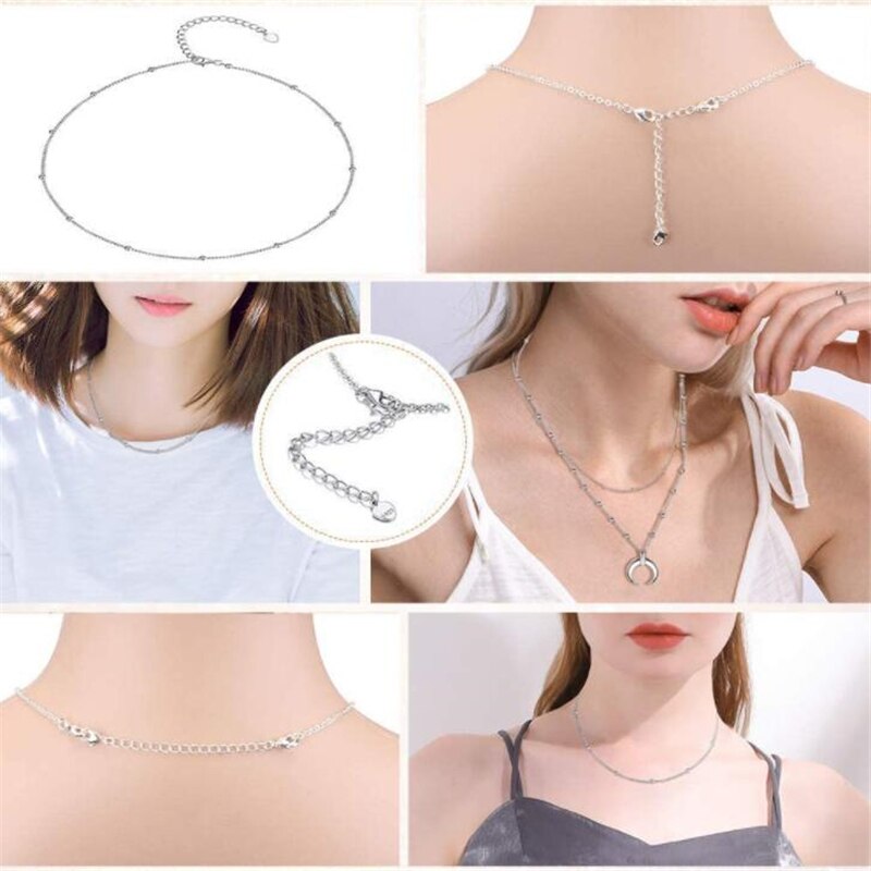 Chaîne d'extension de collier en argent Sterling 925, 2 pièces, Bracelet en vrac, chaînes étendues, Extension de queue pour bricolage, résultats de fabrication de bijoux