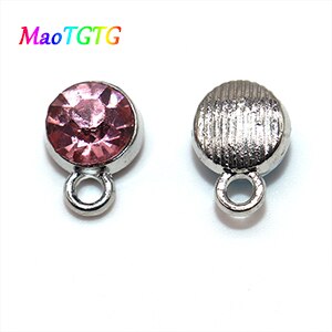 30/50 stks/partij Mode Kristal Charmes Hanger Voor Sieraden Maken Hanger Ketting Earring 7mm Blauw Roze Crystal Charms: pink-10pcs