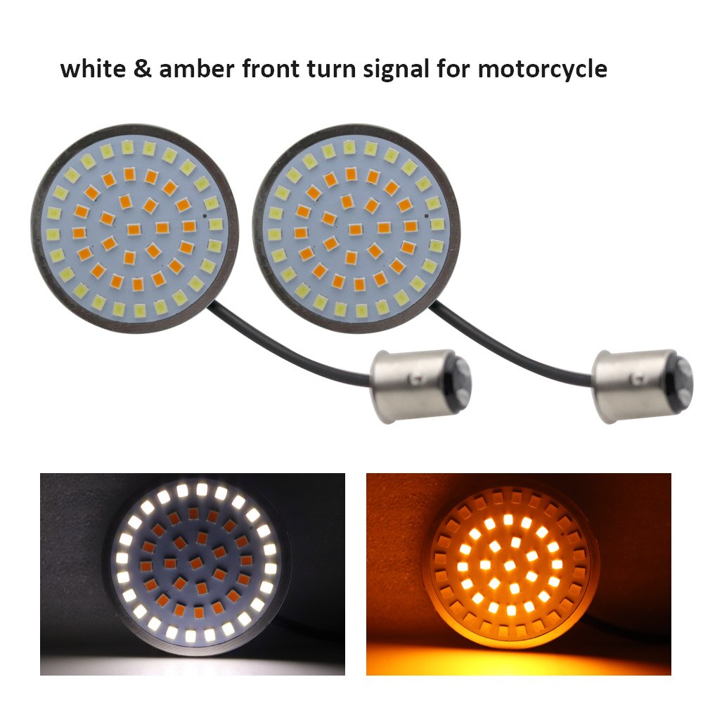 1Pair Motorcycle Led Turn Signals Kit for Harley Road Glide Touring Sportster with 1156 1157 Base White/Amber Led Turn Signal: white amber B