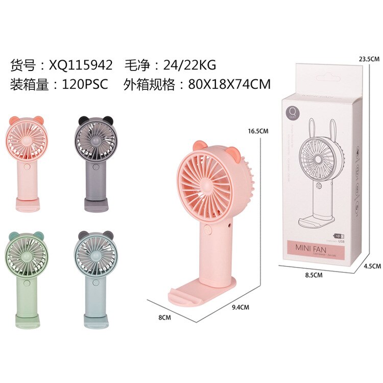 Cartoon Elektrische Ventilator Usb Oplaadbare Hand-Held Draagbare Handheld Fan Fan Cartoon Licht Oplaadbare Fan Fan: Bear Cartoon Rechargeable Fan