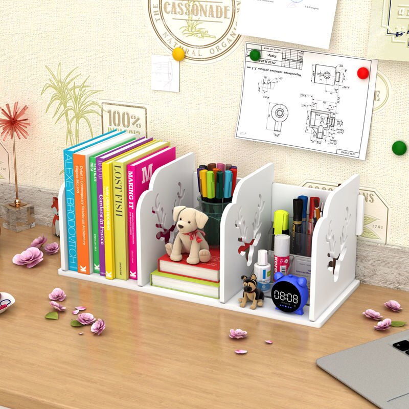 Petite étagère de bureau pour livre d&#39;étudiant, étagère de table simple, boîte de rangement de bureau pour enfants, petite bibliothèque de dessin animé