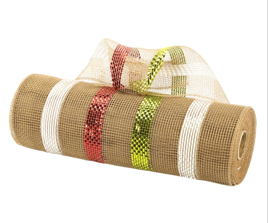 Multi Stripes Color Deco Poly Mesh Ribbon 10 Inch x 10 Yards for DIY Project Wreath Crafts Home Packing Wrapping: 04