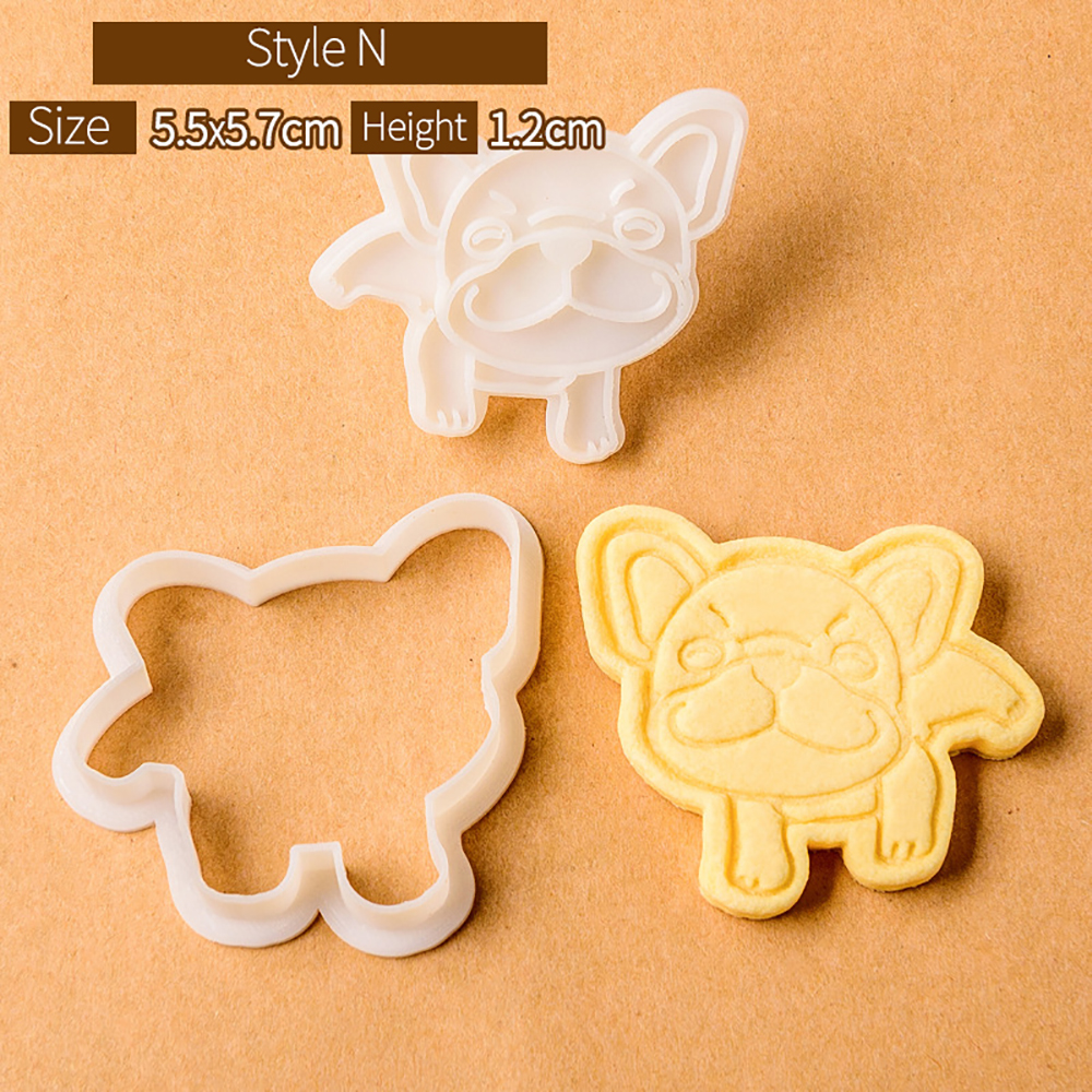 Cute Bulldog Dog Shaped Cookie Cutters Mold Biscuit Baking Tool Kitchenware Bakeware DIY Tool for Kids Hand Mold: Brown