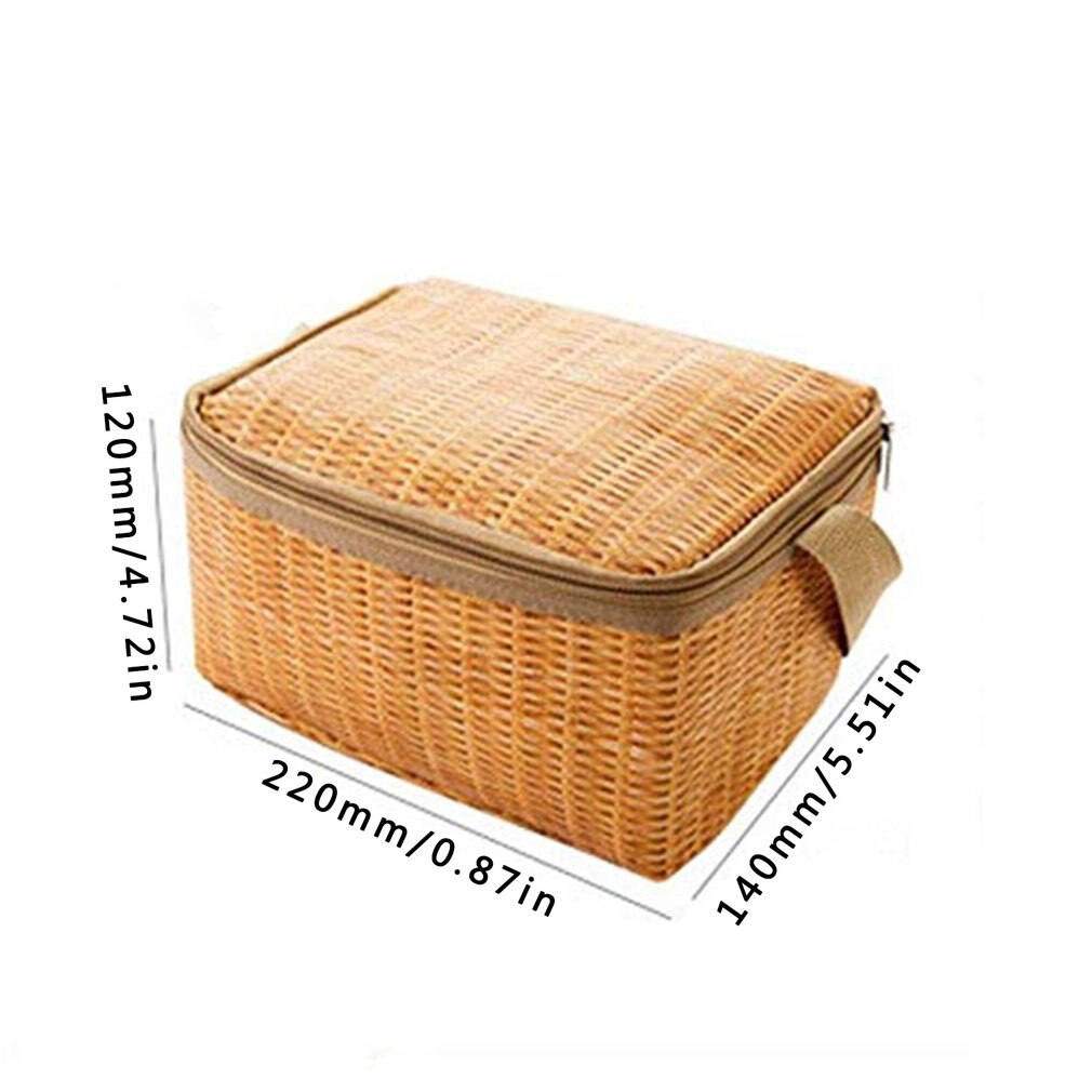 Imitatie Rotan Lunch Tas Dikke Isolatie Zak Waterdichte Tas Isolatie Zak Lunch Tas Lunch Box Tas Met Rijst Zak