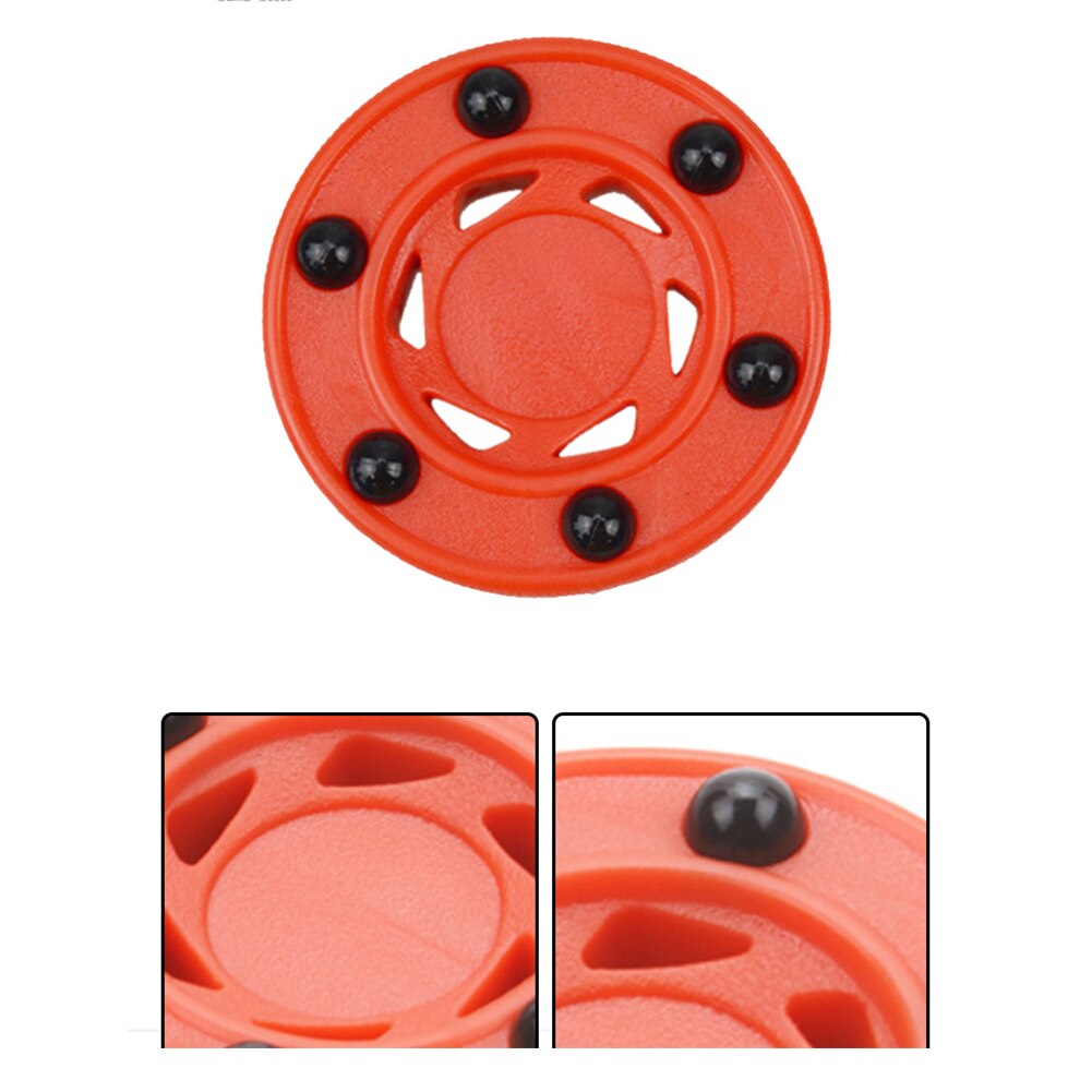 Perfekt ausbalancierter übungsrund-abs-hochdichte-rollhockeypuck, orange, langlebige anti-roll-zubehörräder