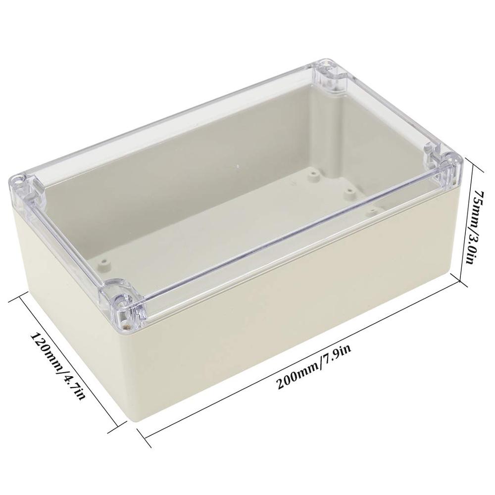 Waterproof Transparent PC Clear Cover Enclosure Plastic Box Electronic Project Case Instrument Electrical Junction Box Housing: 200x120x75