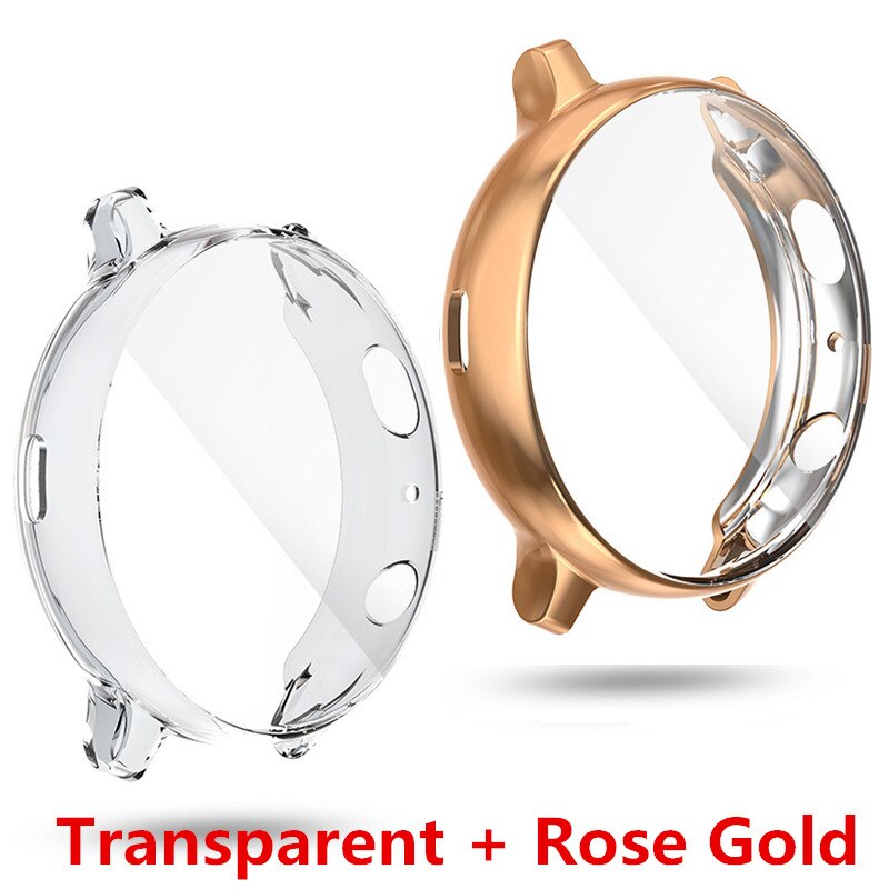 Ochraniacz ekranu 2w1 + pokrowiec do zegarka Huawei gt3 gt 2 42mm osłona zderzaka HD pełna osłona ekranu Coque: Clear and Rose Gold / gt 2 42mm