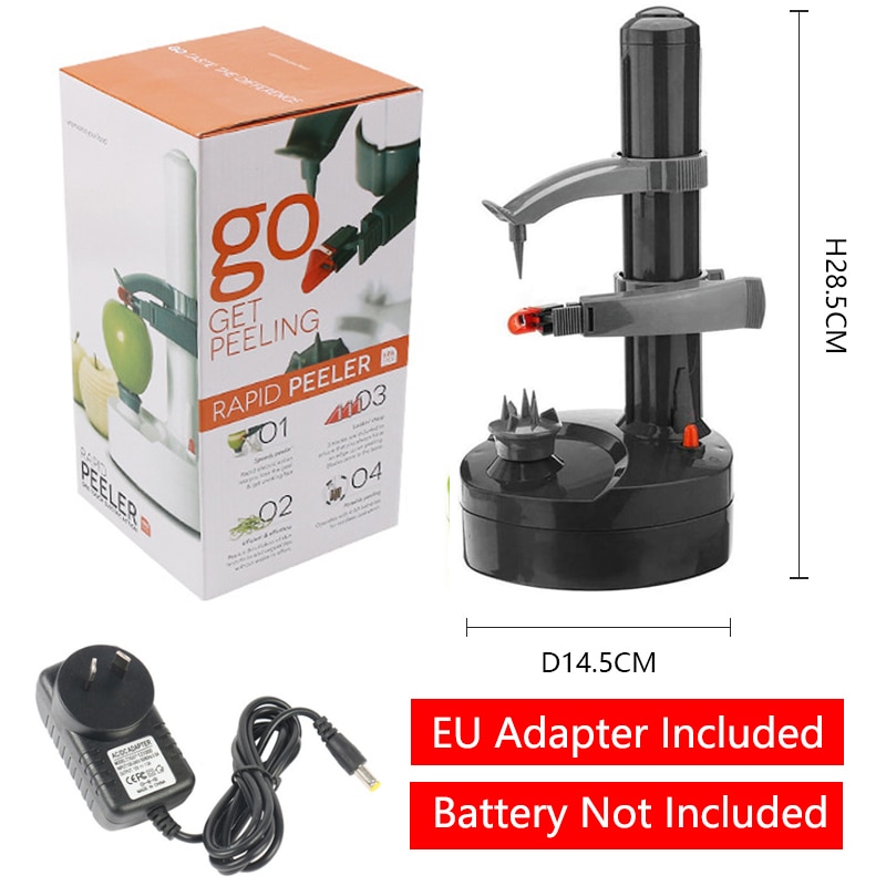 Automatische Elektrische Kartoffel Schäler Multifunktions Obst Gemüse Schäler Peeling Cutter Kochen Werkzeug Küche Spielereien Zubehör: Schwarz AU Adapter