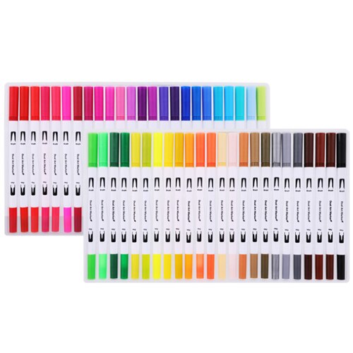 12/120 farver pensler med dobbelt tip 0.4mm fineliner spids og 2mm pensel tip til farvning af tegning malerpennepenselmarkører: 48 farver