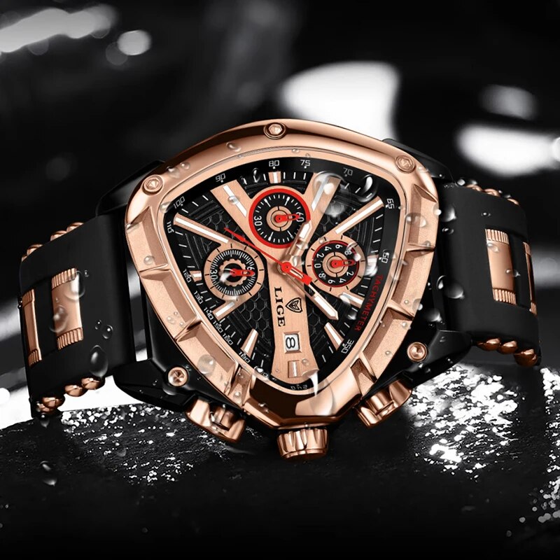 Reloj LIGE Original de lujo para hombre, relojes de pulsera deportivos impermeables de cuarzo para hombre, relojes de pulsera de negocios con esfera grande, reloj Masculino + caja