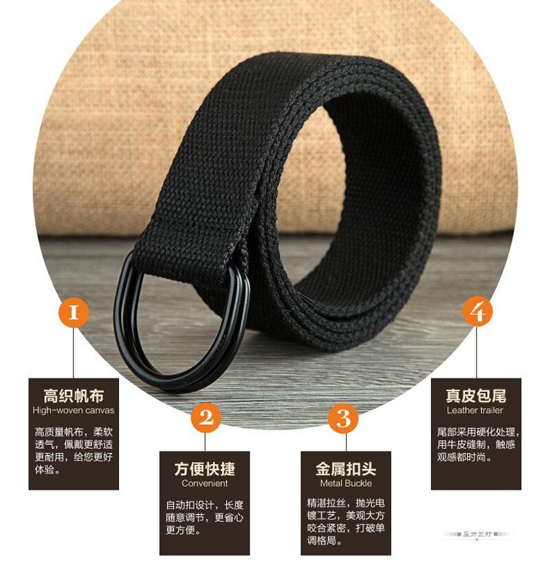 Casual Unisex Canvas Stof Riem D Ring Gesp Webbing Taille Band Unisex Canvas Stof Riem D Ring Gesp taille Band