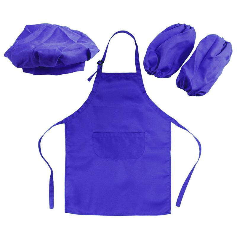 Kids Chef Set Complete Kids Kitchen Playset with Chef's Hat Apron and Sleeve for Cooking Baking Painting Decorating Party: Blue