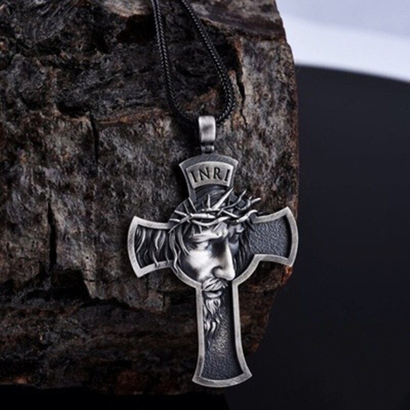 Retro Christus Jezus Kruisbeeld Metalen Hanger Ketting Religieuze Christian Chain Crown Doornen Ketting Sieraden