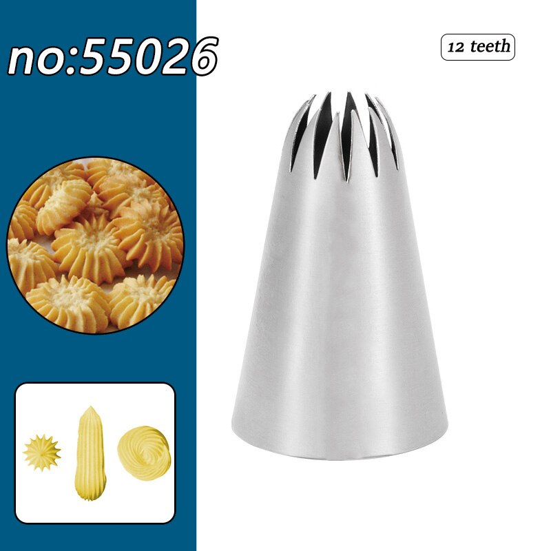 Cookies and Cake Pastry Nozzles Baking Supplies Kitchen Stainless Steel Cakes Decorating piping Tips Tool Cupcake Accessories: 55026 Nozzle