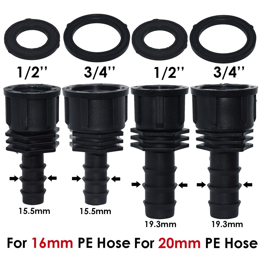 KESLA 4pcs Female Thread Connector 1/2 3/4" to Barb 16mm 20 25 PE Hose Adapter Irrigation Planter Drip System Garden Pipe Repair