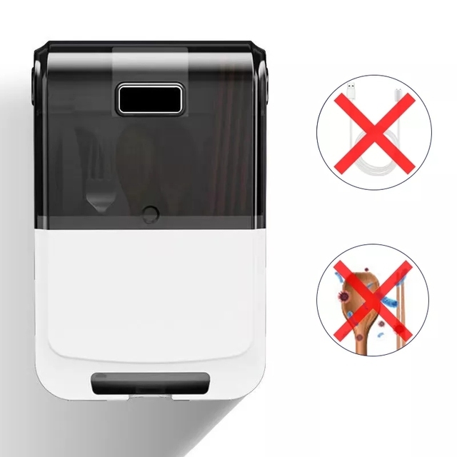 Dish Dryer Disinfection Dish Drain Rack Wall Hanging Sterilizer Air-Drying Machine For Spoon Chopstick Cage Cutlery Organizer: Black A