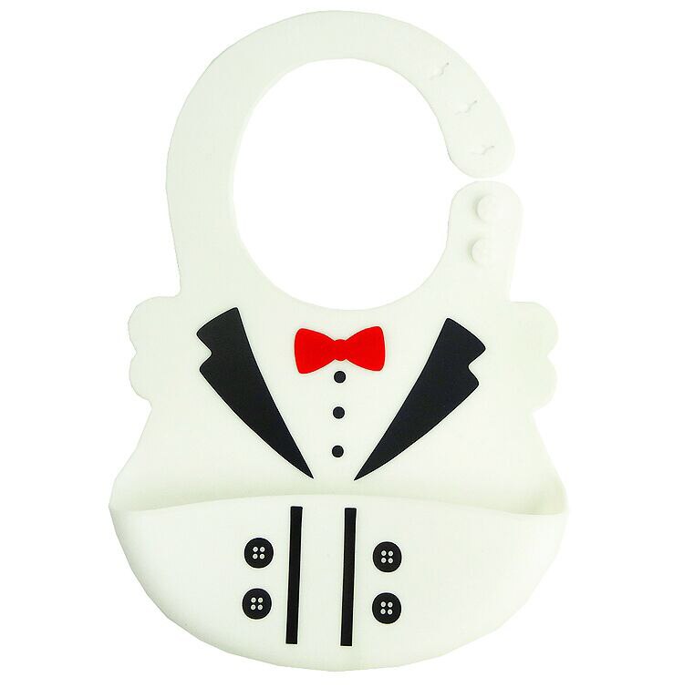 Baberos bebé dibujos animados estampados silicona para chicos babero niño ajustable impermeable bebé niños niñas Baberos para alimentación de bebé herramientas: White