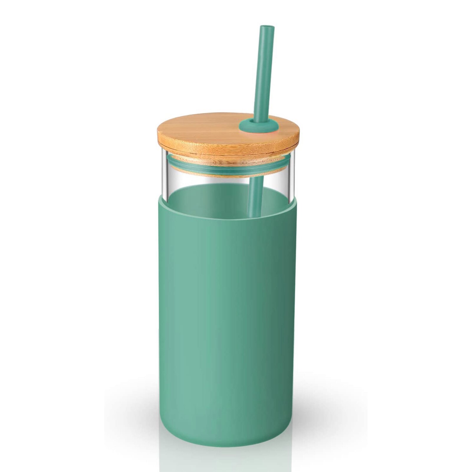 Outdoor Sap Cup Water Cup 20Oz Enkele Muur Tumbler Beschermhoes Hout Deksel Glazen Beker Fles Met fles Stro Water: green