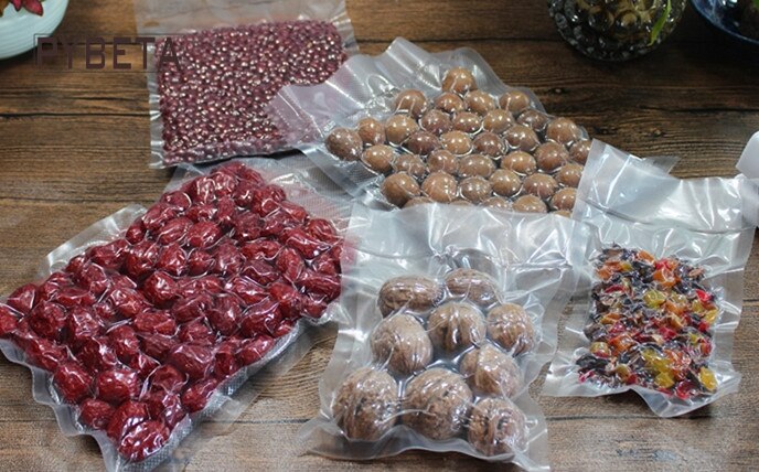 2 roll/lot- 5m long Clear PE vacuum bag Heat Sealed Cut Open Tube Punches Food packaging storage Package