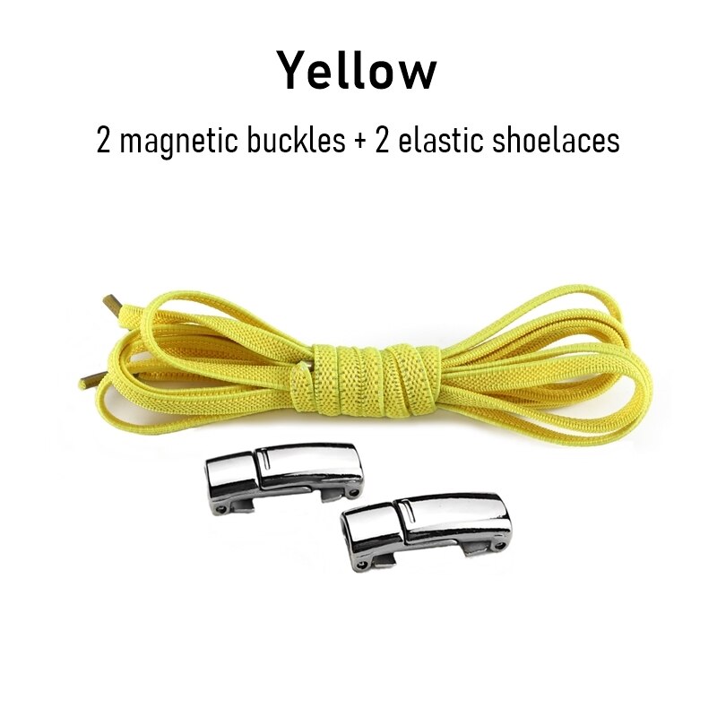 1 para sznurowadła magnetyczne trampki elastyczne sznurówki metalowy zamek leniwe sznurowadła dla dzieci i dorosłych rozmiar uniwersalny but: Yellow