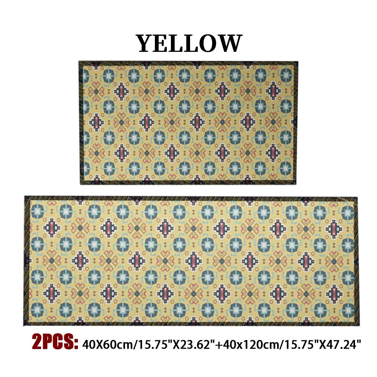 2 Stuks Keuken Vloer Tapijt Vloermat Moderne Geometrische Patternarea Rug Antislip Badkamer Absorberende Deurmat Pad Mat Deurmat: Yellow