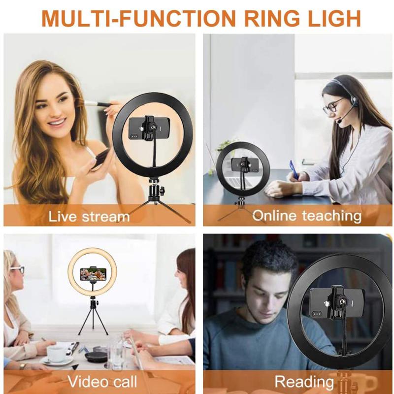 Selfie Stok Led Ring Licht Lamp Selfie Camera Studio Statief Stand Foto Video Dimbare, 5 "Bluetooth Selfie Stok Statief