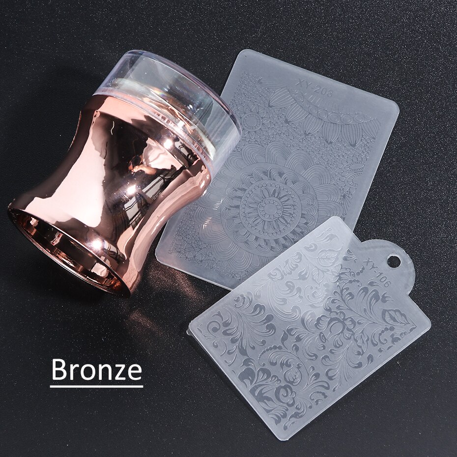Klar gelé silikone neglestempel til stempling af plade plastskraber med hætte neglelak print manicure billedplade værktøj  ly1033: Bronze