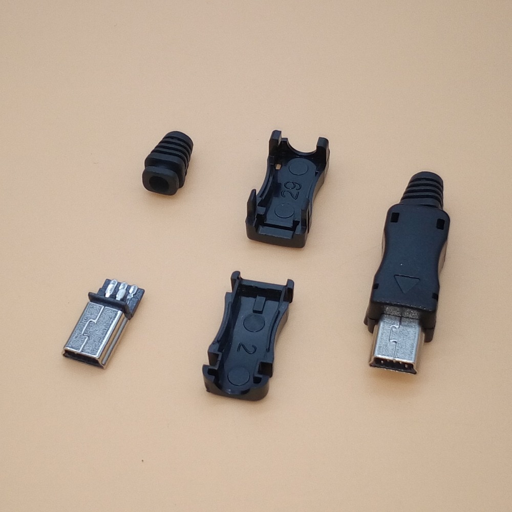 10 Sets Mini Usb 4 In 1 Type 5Pin Lassen Man Plug Connector Adapter Zwart Voor Soorten Diy