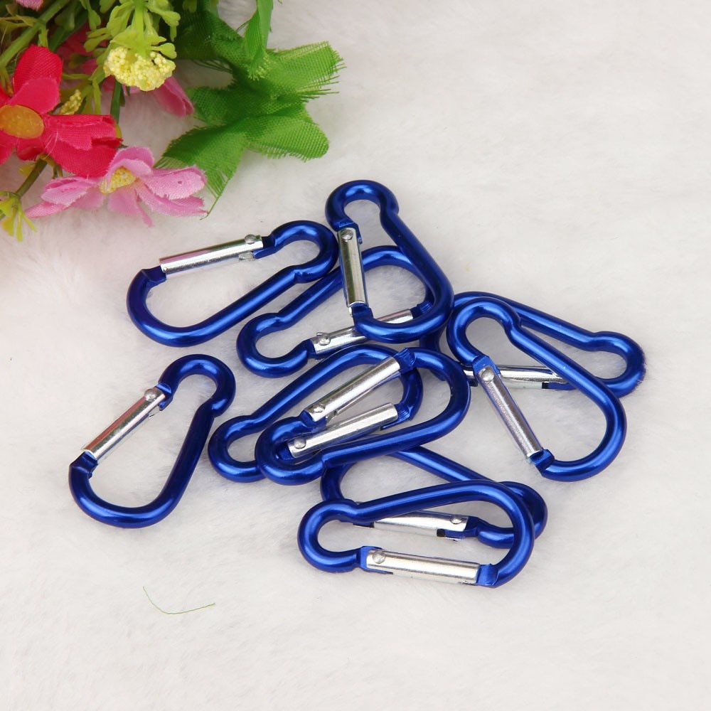 10pcs 6 Color Aluminum Alloy D Carabiner Spring Snap Clip Hooks Keychain Climbing Hiking Outdoor Activities se11