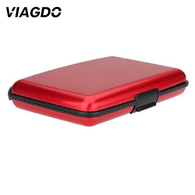 Bolso de bolsillo soporte para almacenar tarjetas accesorios de paquete para hombre aleación de aluminio impermeable plástico brillante: Red