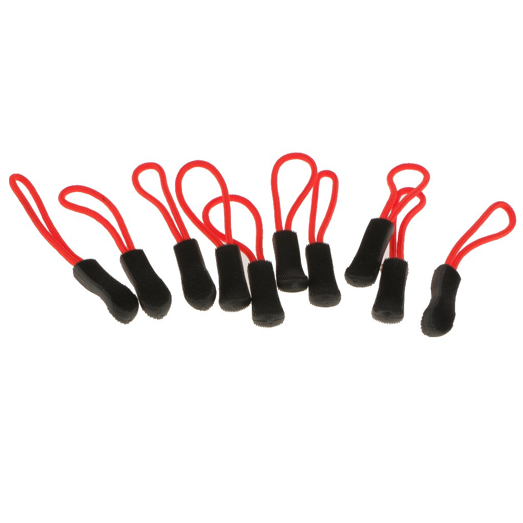 10 Pcs Zipper Pull Cord Zip Trekkers Fastener Slider Voor Rugzak Jas Bagage: Red