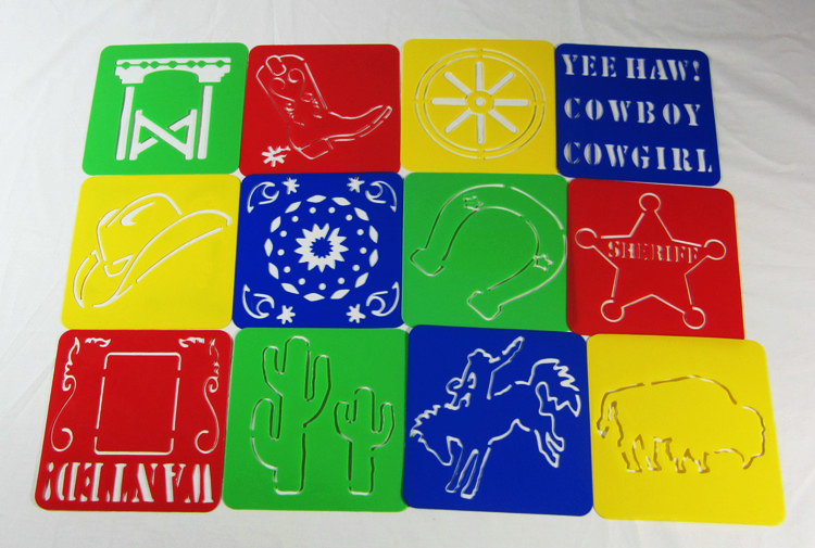 12PCS/LOT, Summer stencil, Kids template,Art stencil, Summer toy,Birthday .Christmas .Kids toy: Cowboy