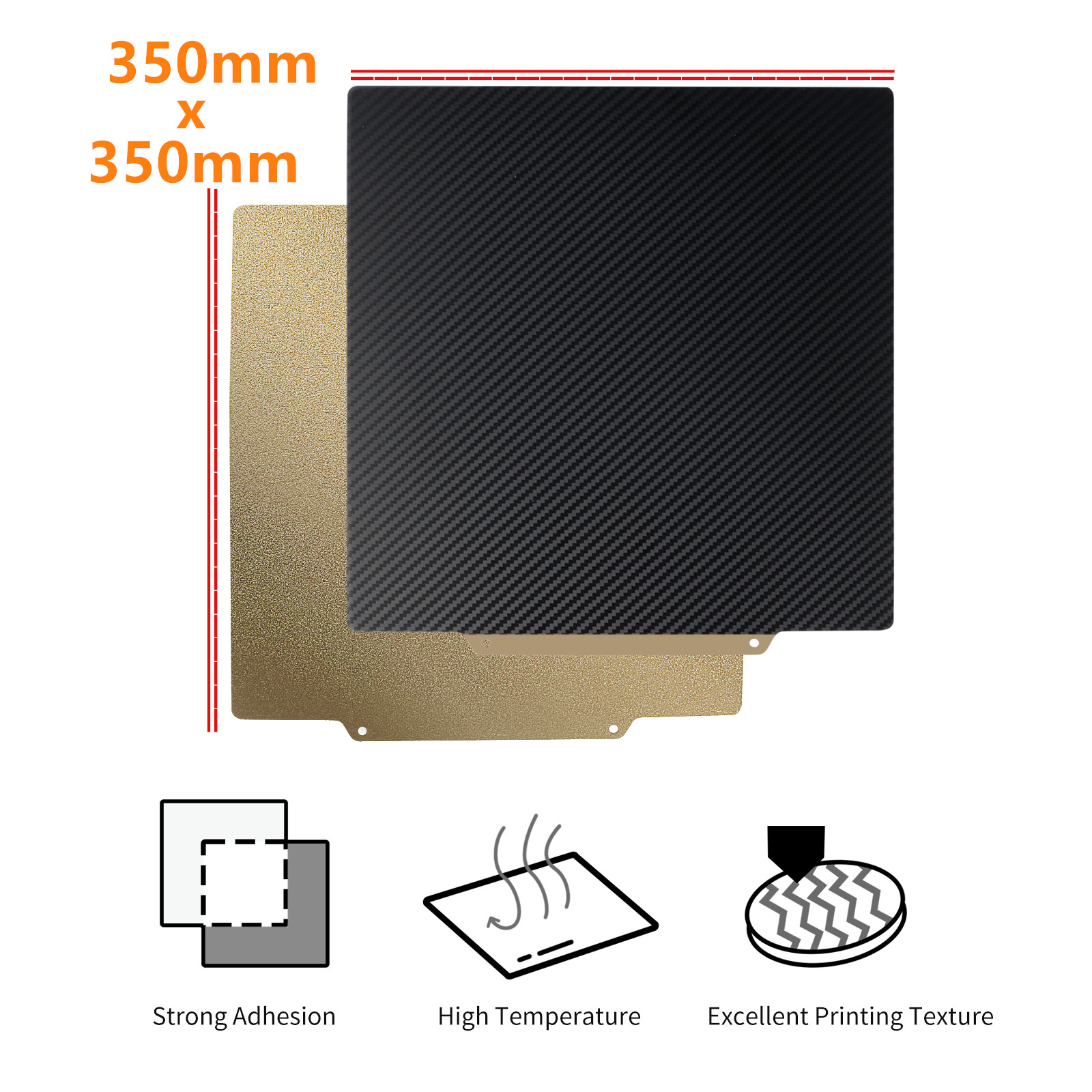 PEI Sheet 350x350mm Bed Build Plate with Smooth PET Textured PEI Magnetic Base for 3D Printer FYSETC Voron 2.4 Build Plate