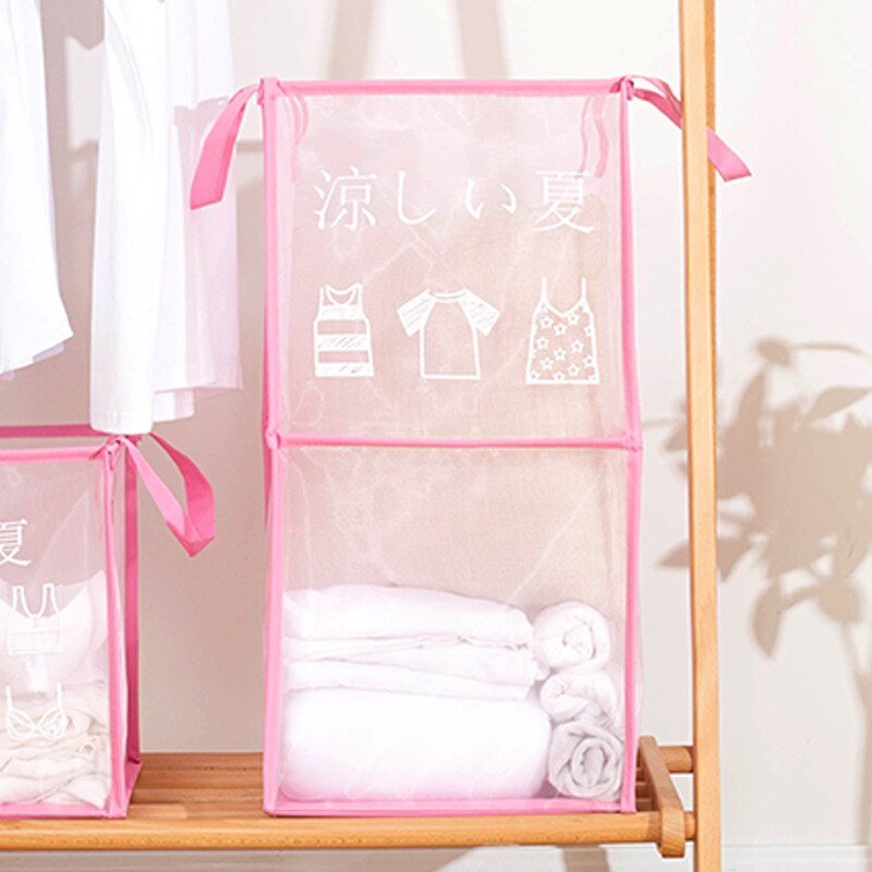 Foldable Laundry Basket Mesh breathable dirty clothes basket Simple bathroom home storage basket two Sizes: plum