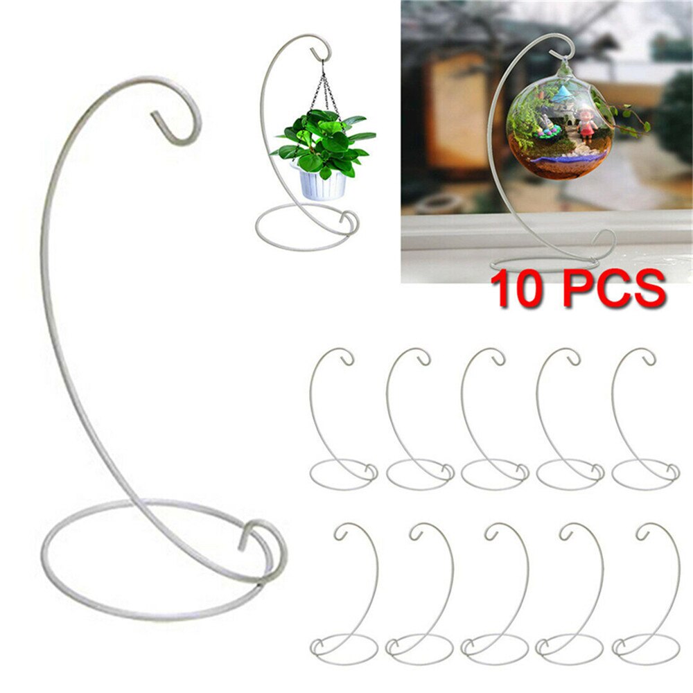 Support suspendu pour boules de verre, 10 pièces, ornement, plante, support suspendu, Art en fer, décoration de maison, boule de verre rétro: White
